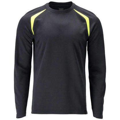 Dark Navy-Hi Vis Yellow - Front - Mascot Mens Accelerate Multisafe Long-Sleeved T-Shirt