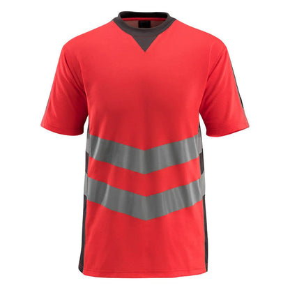 Hi Vis Red-Dark Anthracite - Front - Mascot Mens Safe Supreme Sandwell Hi-Vis T-Shirt