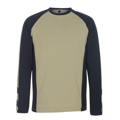 Light Khaki-Black - Front - Mascot Mens Unique Bielefeld Long-Sleeved T-Shirt