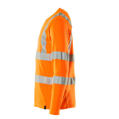 Hi Vis Orange - Side - Mascot Mens Safe Classic V Neck Long-Sleeved Safety T-Shirt