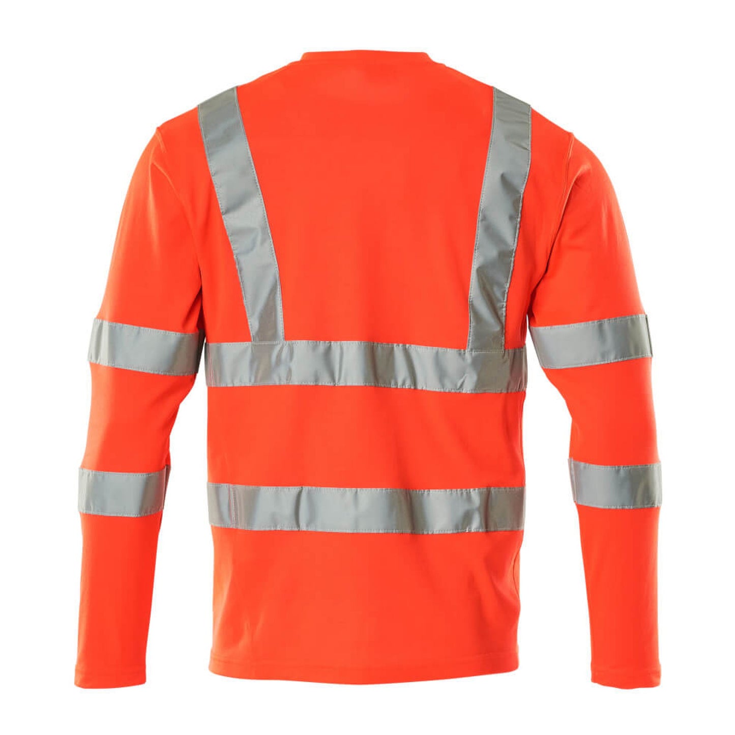 Hi Vis Red - Back - Mascot Mens Safe Classic V Neck Long-Sleeved Safety T-Shirt