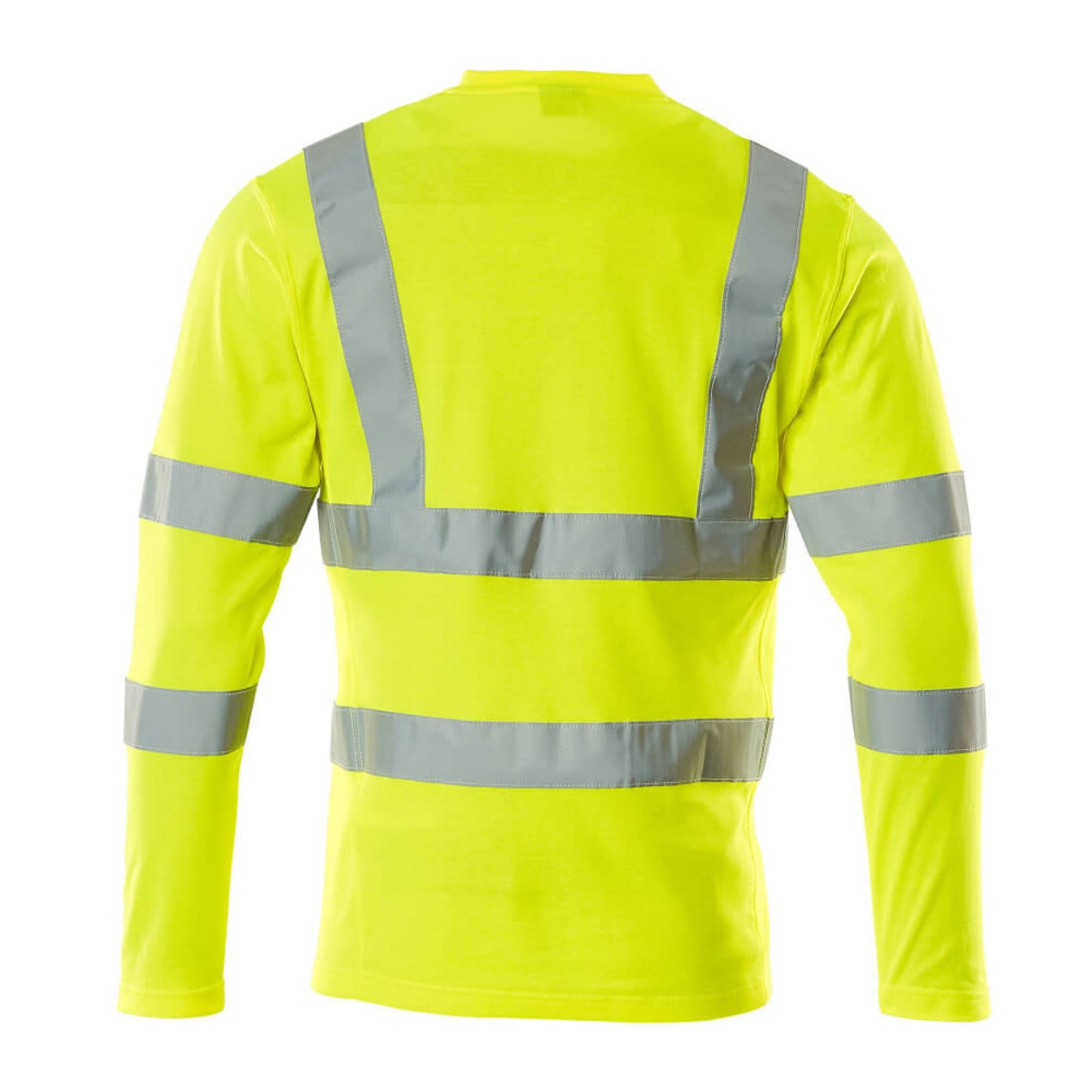 Hi Vis Yellow - Back - Mascot Mens Safe Classic V Neck Long-Sleeved Safety T-Shirt