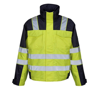 Hi Vis Yellow-Navy - Front - Mascot Unisex Adult Safe Image Hi-Vis Winter Jacket