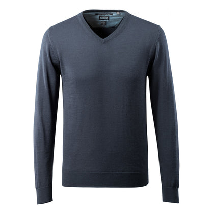 Dark Navy - Front - Mascot Mens Frontline Knitted V Neck Modern Jumper