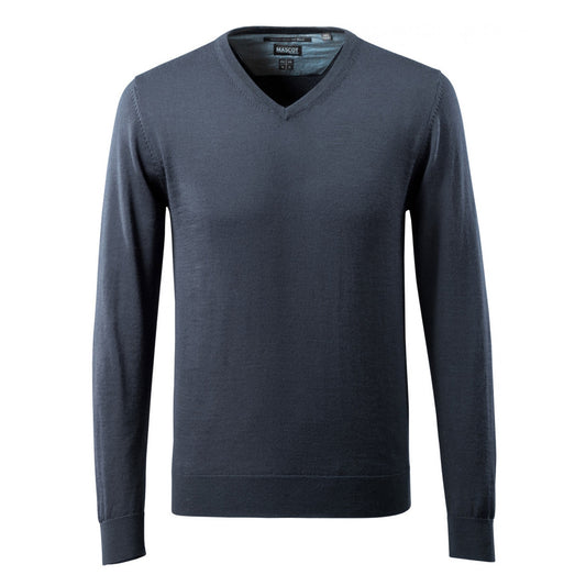 Dark Navy - Front - Mascot Mens Frontline Knitted V Neck Modern Jumper