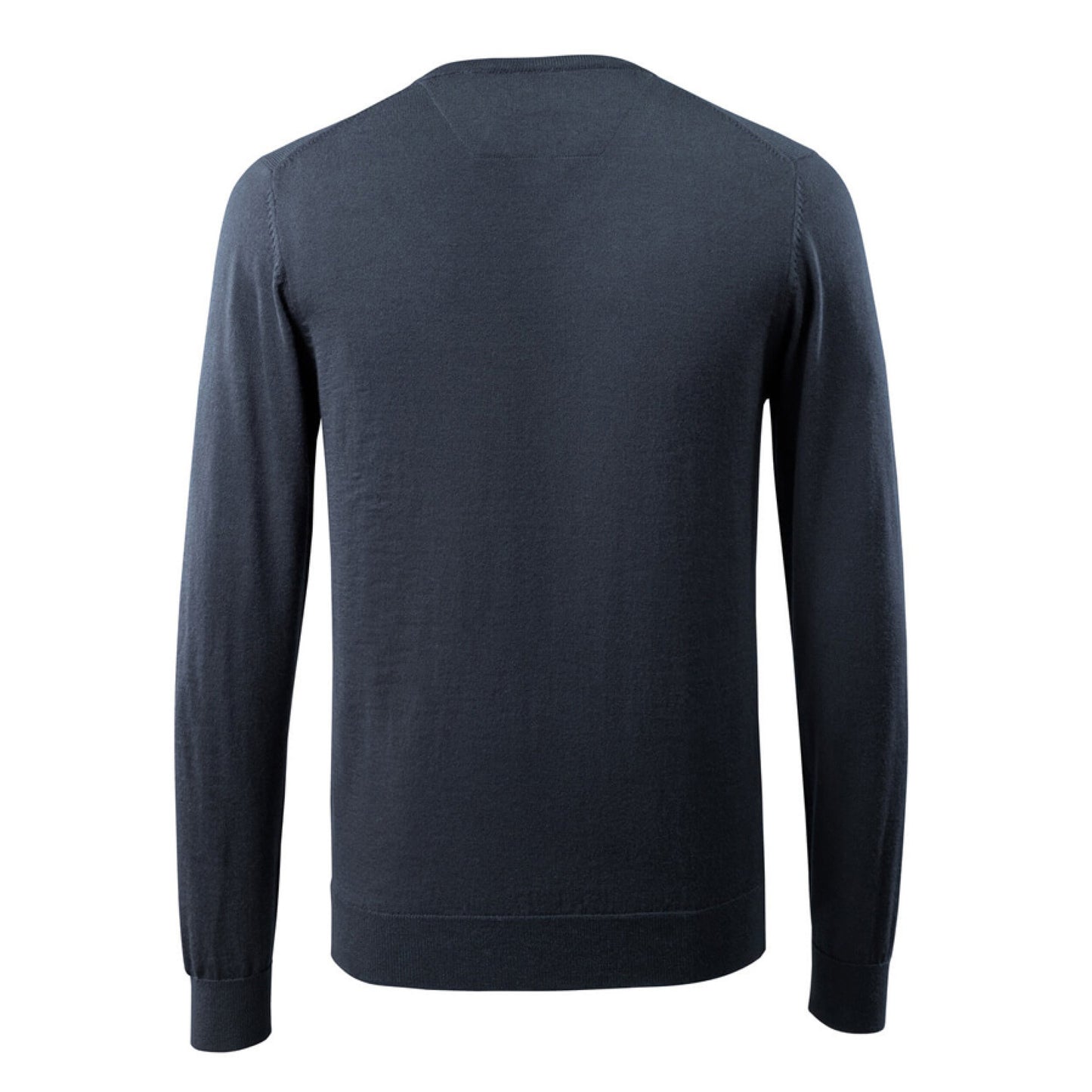 Dark Navy - Back - Mascot Mens Frontline Knitted V Neck Modern Jumper