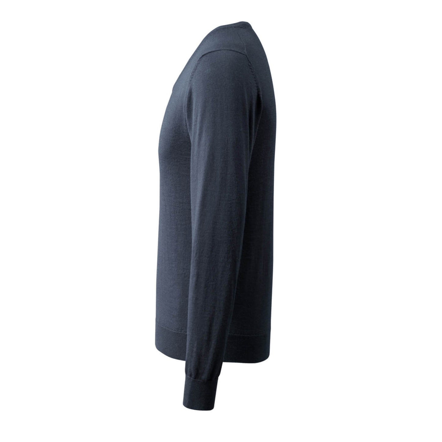 Dark Navy - Side - Mascot Mens Frontline Knitted V Neck Modern Jumper