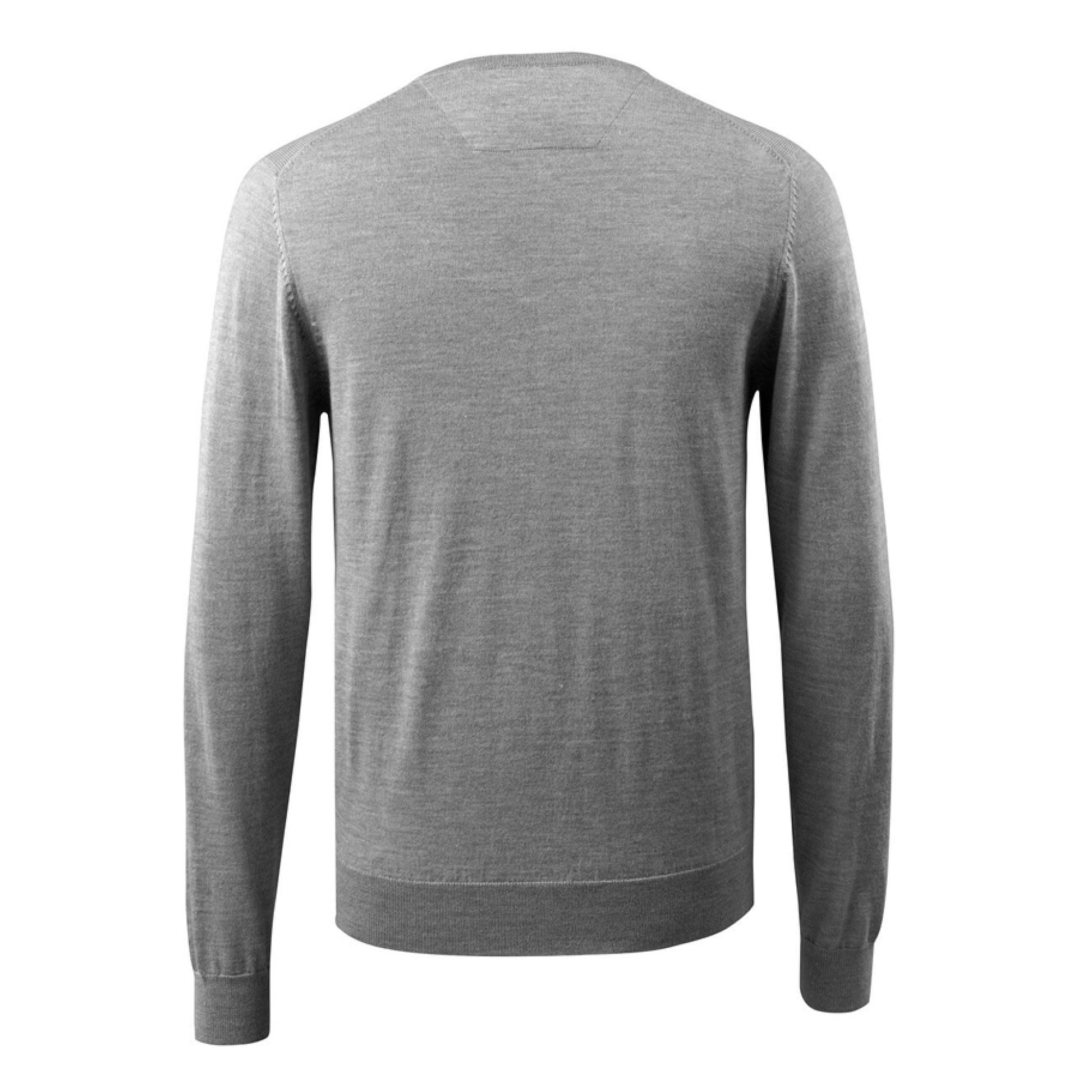 Grey - Back - Mascot Mens Frontline Knitted V Neck Modern Jumper