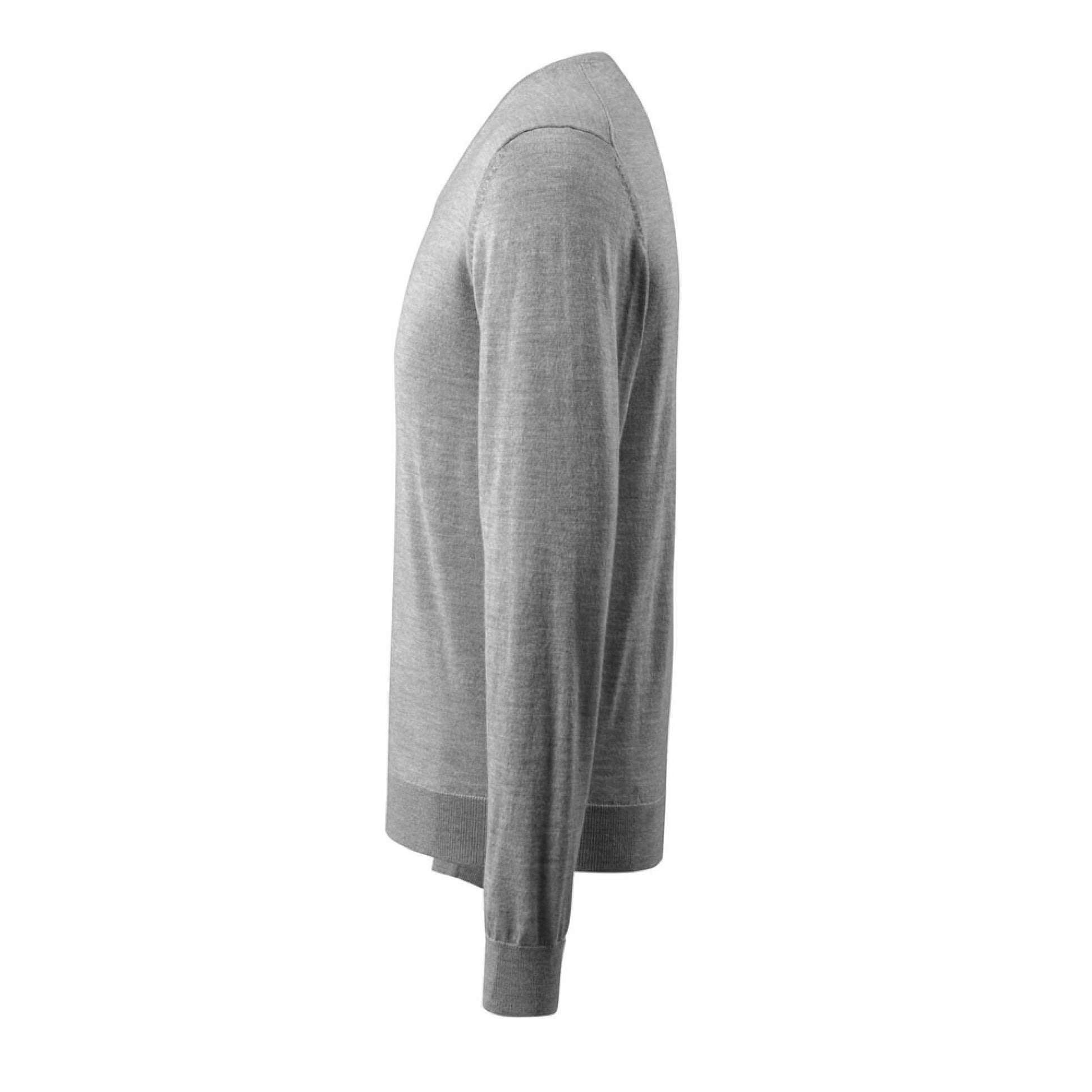 Grey - Side - Mascot Mens Frontline Knitted V Neck Modern Jumper