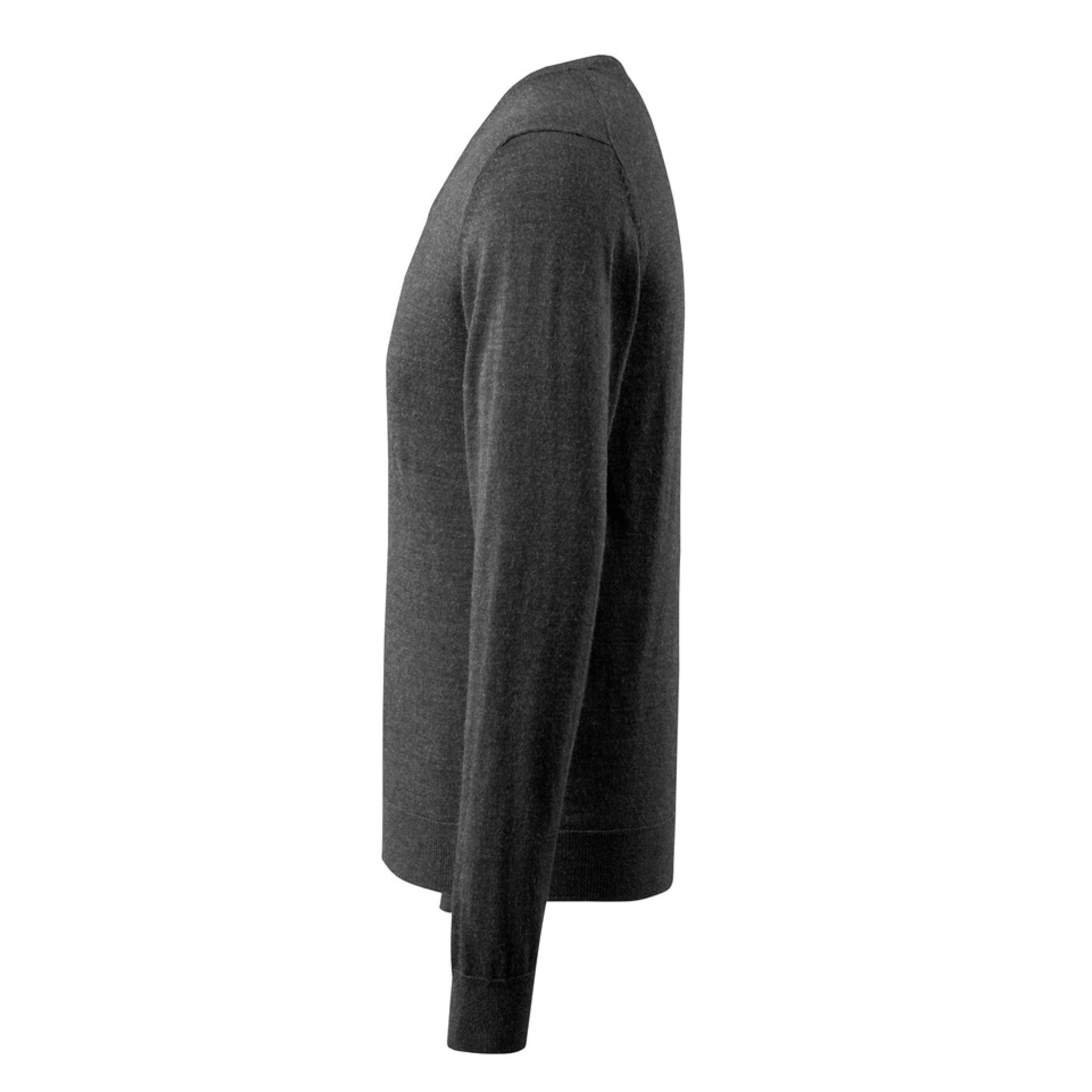 Black - Side - Mascot Mens Frontline Knitted V Neck Modern Jumper
