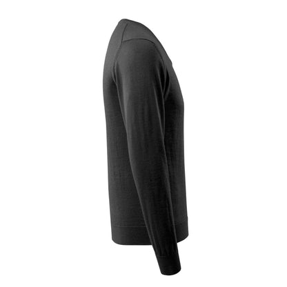 Black - Lifestyle - Mascot Mens Frontline Knitted V Neck Modern Jumper