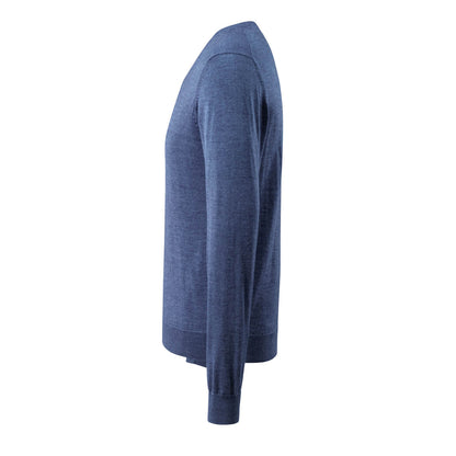 Blue - Side - Mascot Mens Frontline Knitted V Neck Modern Jumper