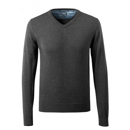 Dark Anthracite-Light Grey - Front - Mascot Mens Frontline Knitted V Neck Modern Jumper