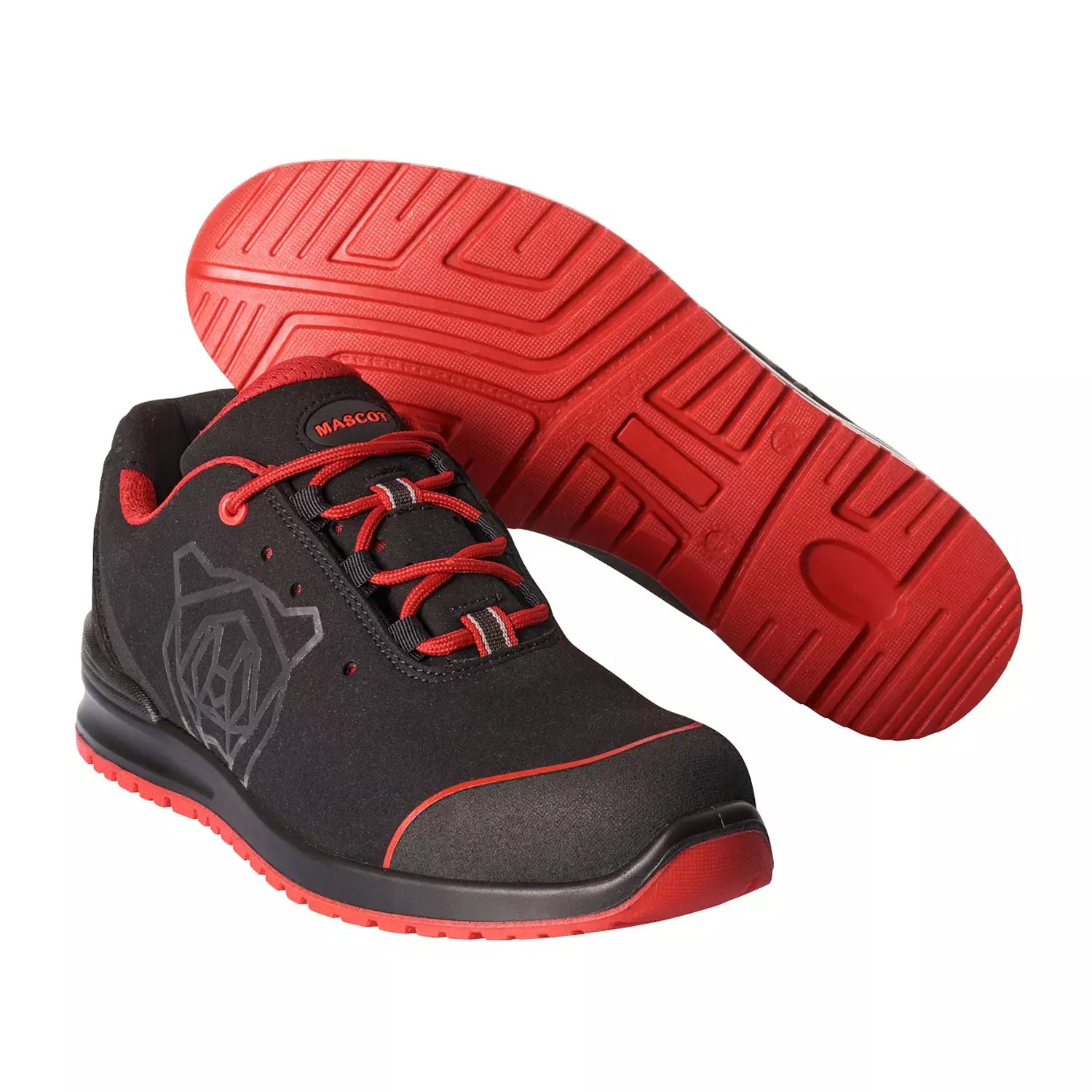 Black-Red - Pack Shot - Mascot Unisex Adult Footwear Classic Microfibre Safety Shoes