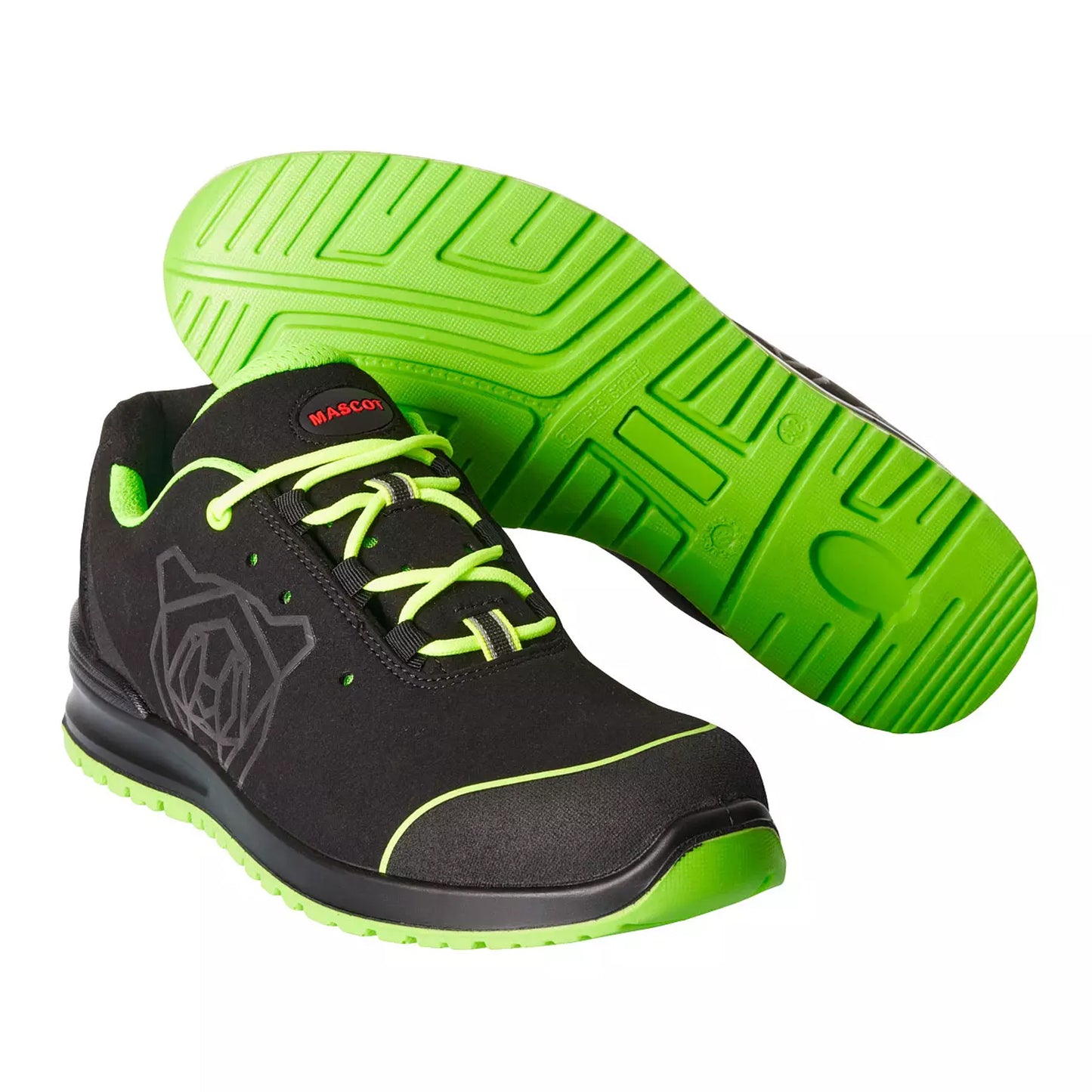 Black-Lime Green - Pack Shot - Mascot Unisex Adult Footwear Classic Microfibre Safety Shoes