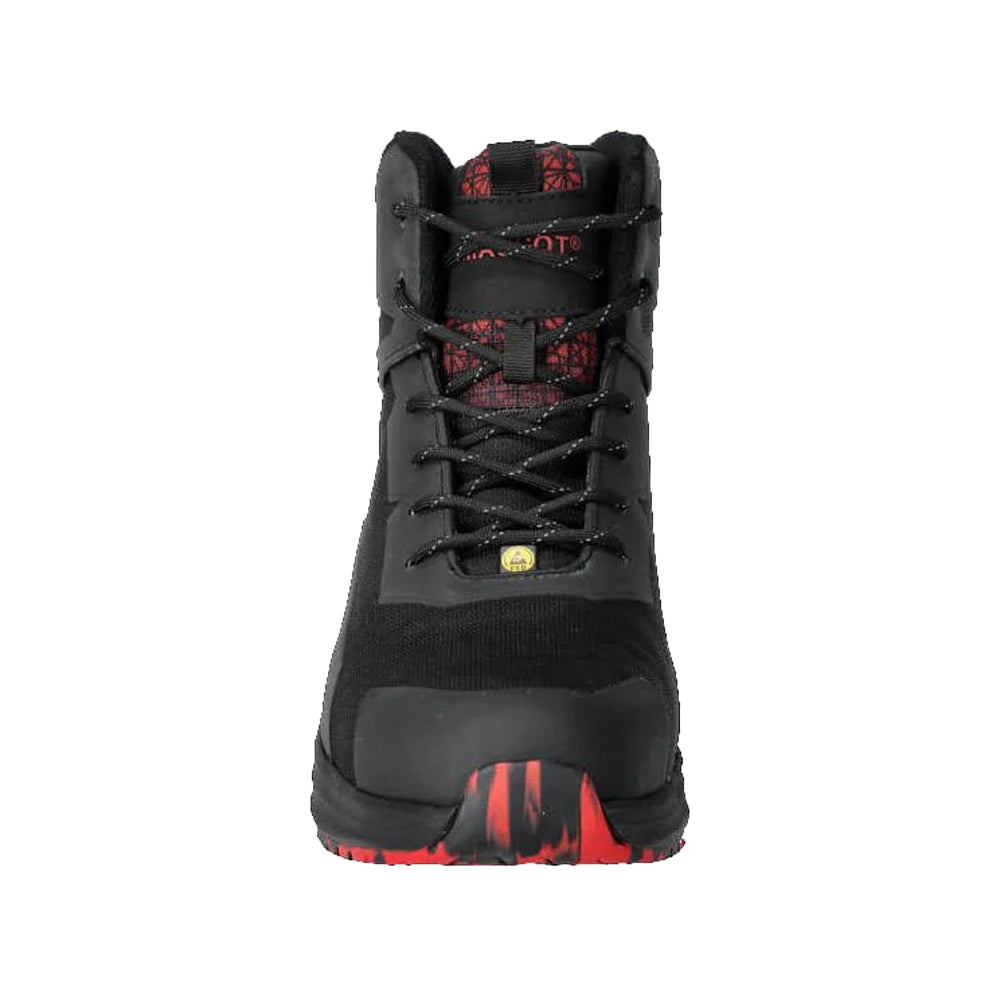 Black-Traffic Red - Side - Mascot Unisex Adult Footwear Accelerate Safety Boots