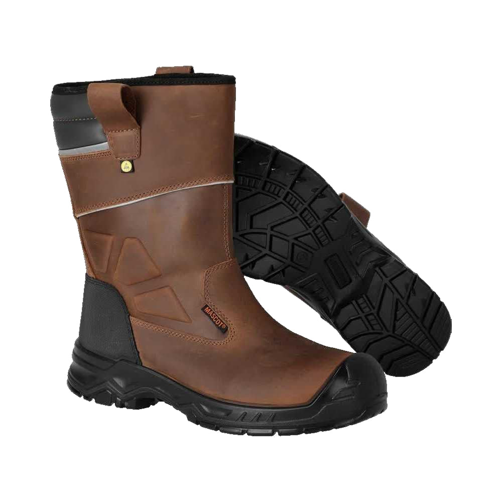 Nut Brown-Black - Pack Shot - Mascot Mens Footwear Originals Leather Safety Boots