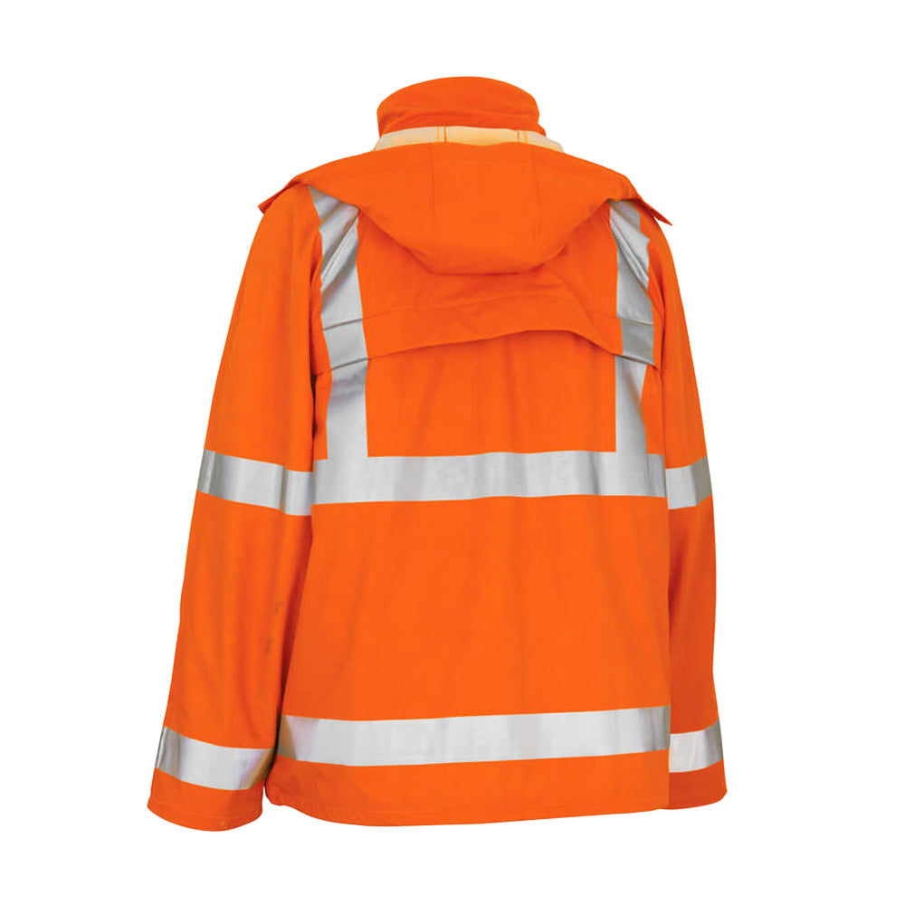 Hi Vis Orange - Back - Mascot Mens Safe Aqua Rain Jacket