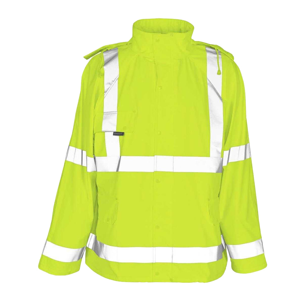 Hi Vis Yellow - Front - Mascot Mens Safe Aqua Rain Jacket
