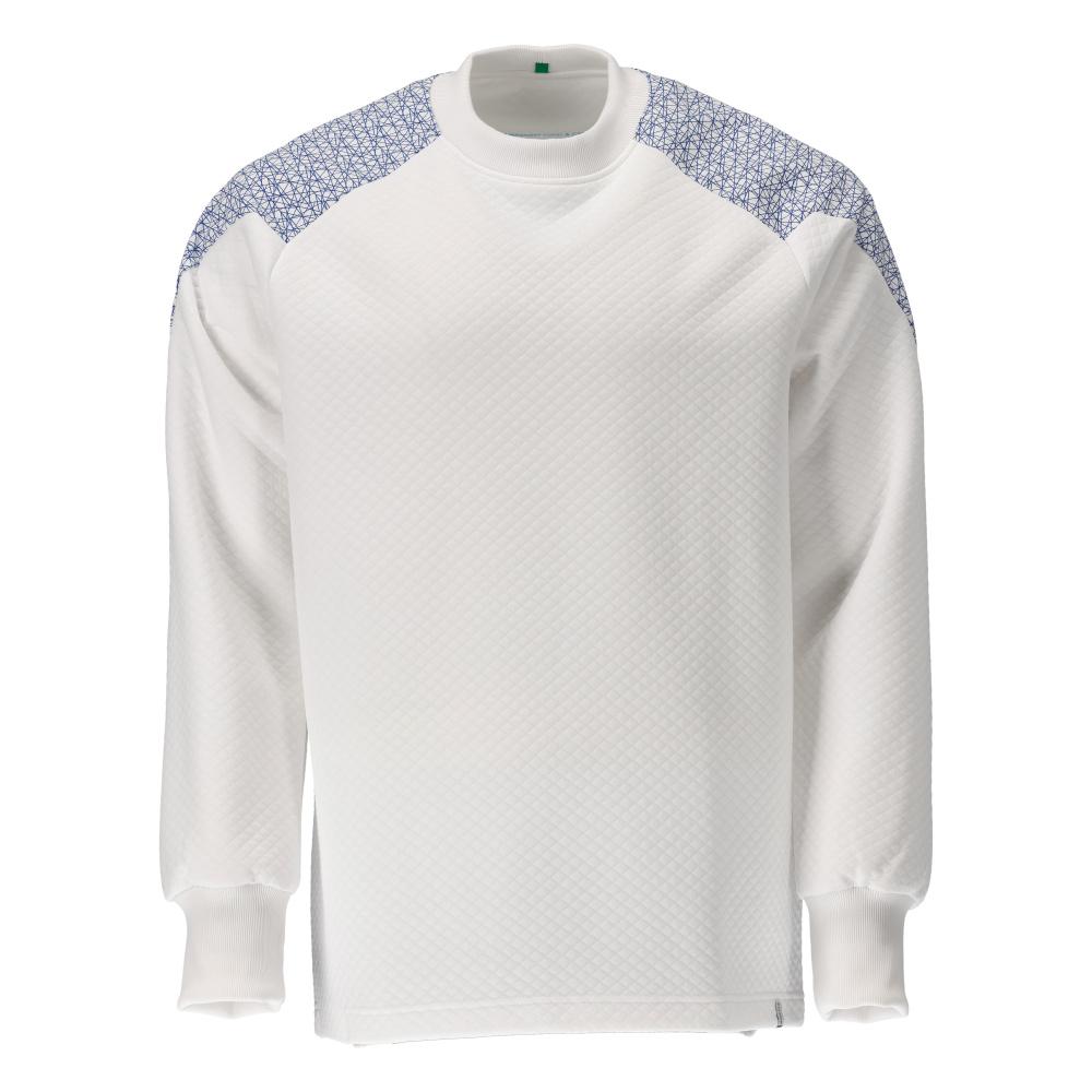 White-Azure Blue - Front - Mascot Mens Food & Care Crew Neck Sweatshirt