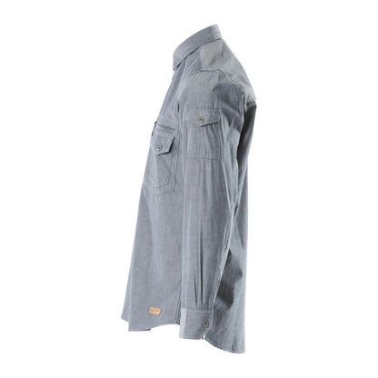 Dark Blue - Side - Mascot Mens Crossover Norwood Chambray Shirt