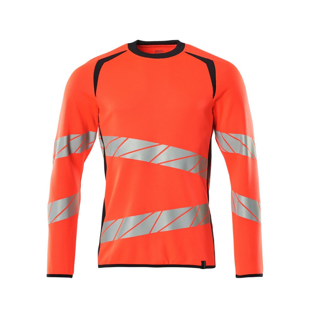 Hi Vis Red-Dark Navy - Front - Mascot Mens Accelerate Safe Premium Two Tone Sweatshirt