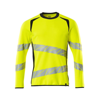 Hi Vis Yellow-Dark Navy - Front - Mascot Mens Accelerate Safe Premium Two Tone Sweatshirt