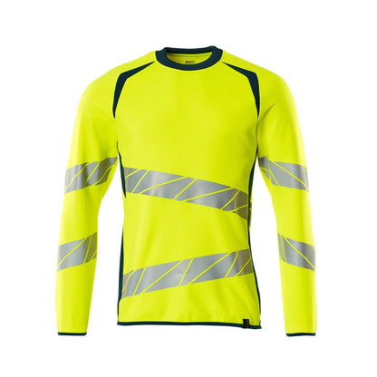 Hi Vis Yellow-Dark Petroleum - Front - Mascot Mens Accelerate Safe Premium Two Tone Sweatshirt