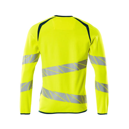 Hi Vis Yellow-Dark Petroleum - Back - Mascot Mens Accelerate Safe Premium Two Tone Sweatshirt