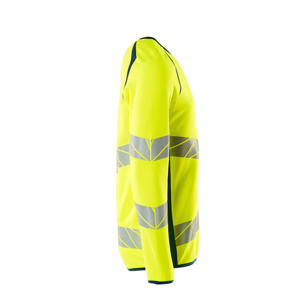 Hi Vis Yellow-Dark Petroleum - Side - Mascot Mens Accelerate Safe Premium Two Tone Sweatshirt