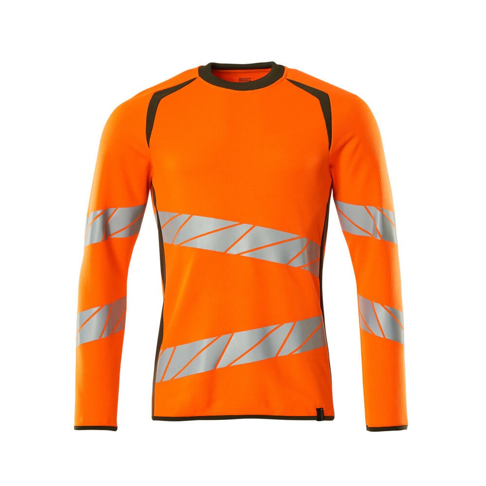Hi Vis Orange-Moss Green - Front - Mascot Mens Accelerate Safe Premium Two Tone Sweatshirt