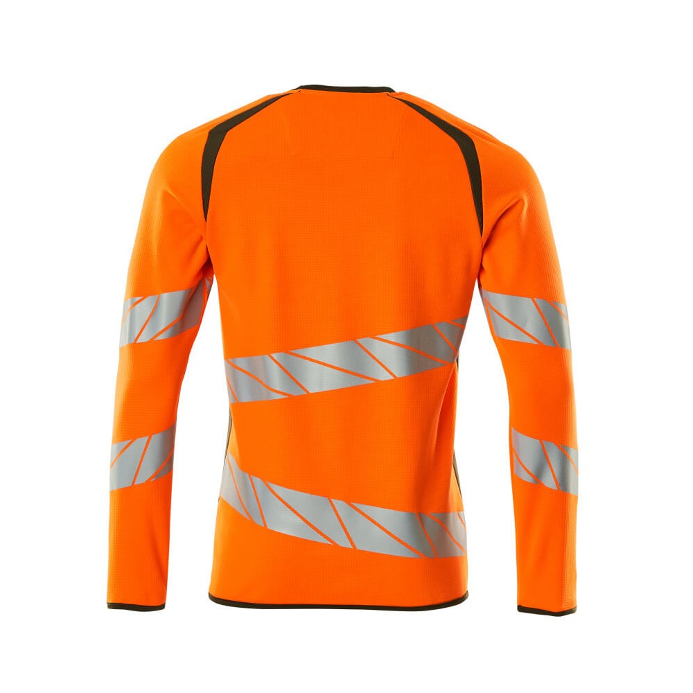 Hi Vis Orange-Moss Green - Back - Mascot Mens Accelerate Safe Premium Two Tone Sweatshirt