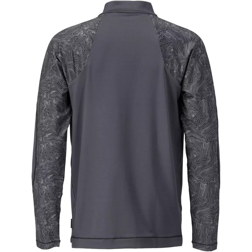 Stone Grey - Back - Mascot Mens Customised Half Zip Long-Sleeved T-Shirt