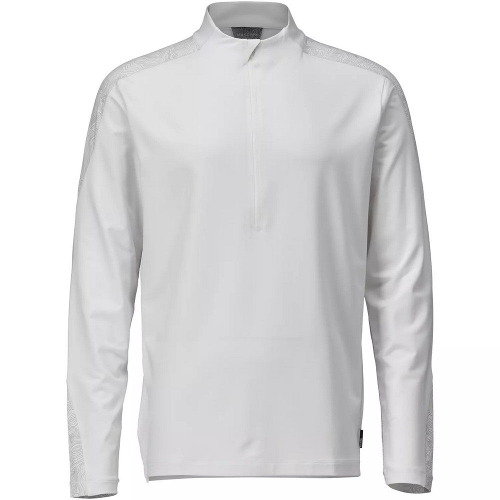 White - Front - Mascot Mens Customised Half Zip Long-Sleeved T-Shirt