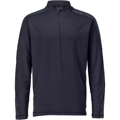 Dark Navy - Front - Mascot Mens Customised Half Zip Long-Sleeved T-Shirt