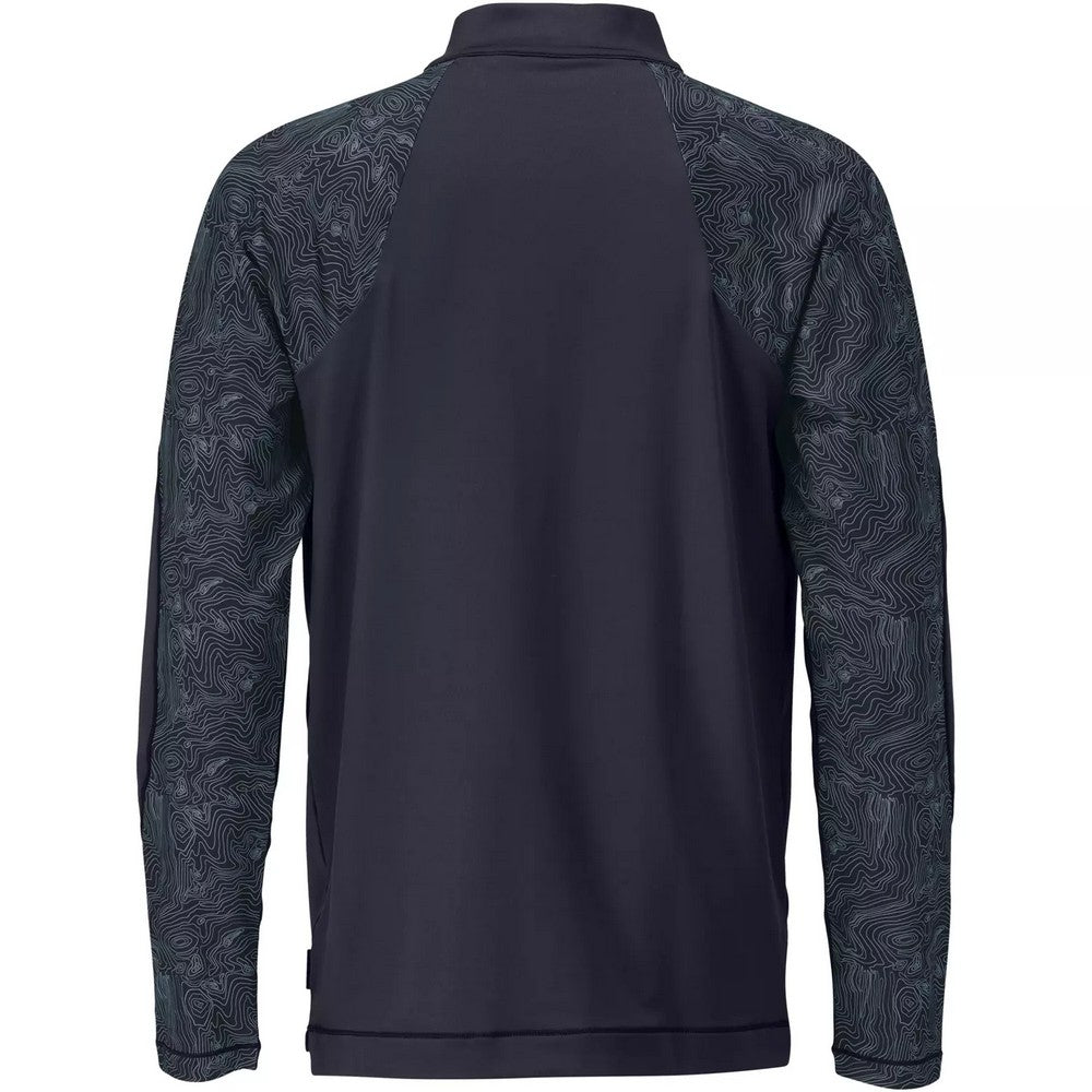 Dark Navy - Back - Mascot Mens Customised Half Zip Long-Sleeved T-Shirt