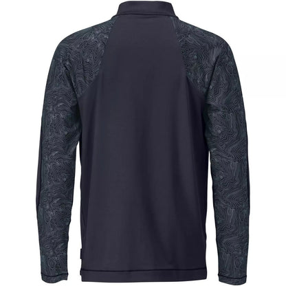Dark Navy - Back - Mascot Mens Customised Half Zip Long-Sleeved T-Shirt