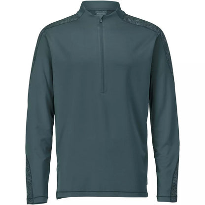 Forest Green - Front - Mascot Mens Customised Half Zip Long-Sleeved T-Shirt