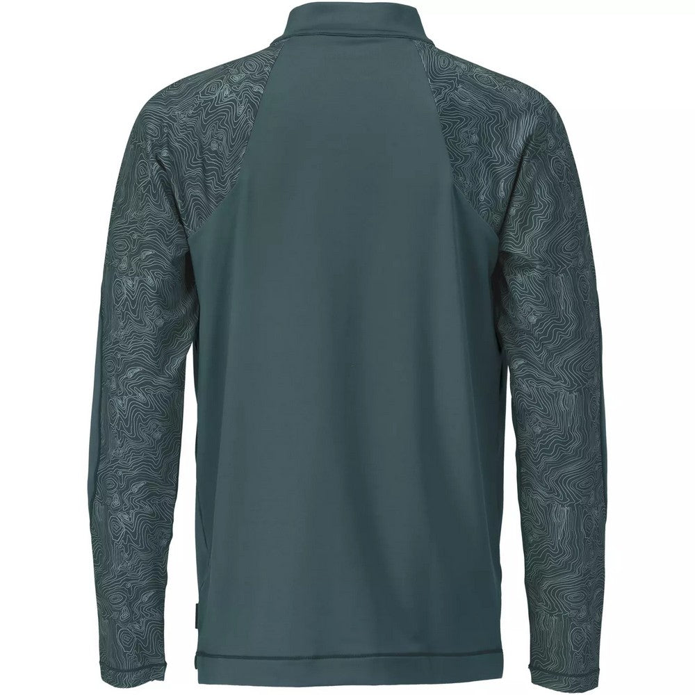 Forest Green - Back - Mascot Mens Customised Half Zip Long-Sleeved T-Shirt