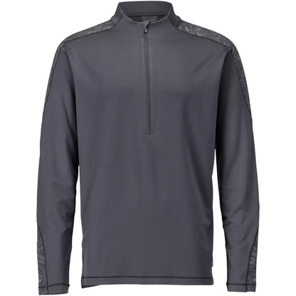 Stone Grey - Front - Mascot Mens Customised Half Zip Long-Sleeved T-Shirt