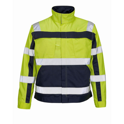 Hi Vis Yellow-Navy - Front - Mascot Mens Safe Complete Cameta Hi-Vis Jacket