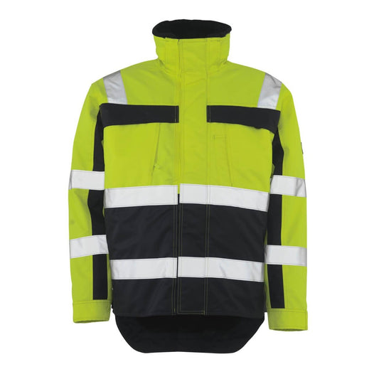 Hi Vis Yellow-Navy - Front - Mascot Mens Safe Complete Teresina Hi-Vis Jacket