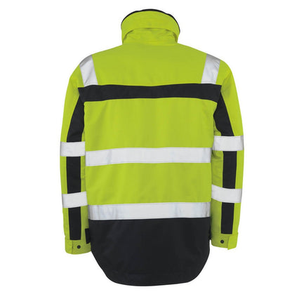 Hi Vis Yellow-Navy - Back - Mascot Mens Safe Complete Teresina Hi-Vis Jacket
