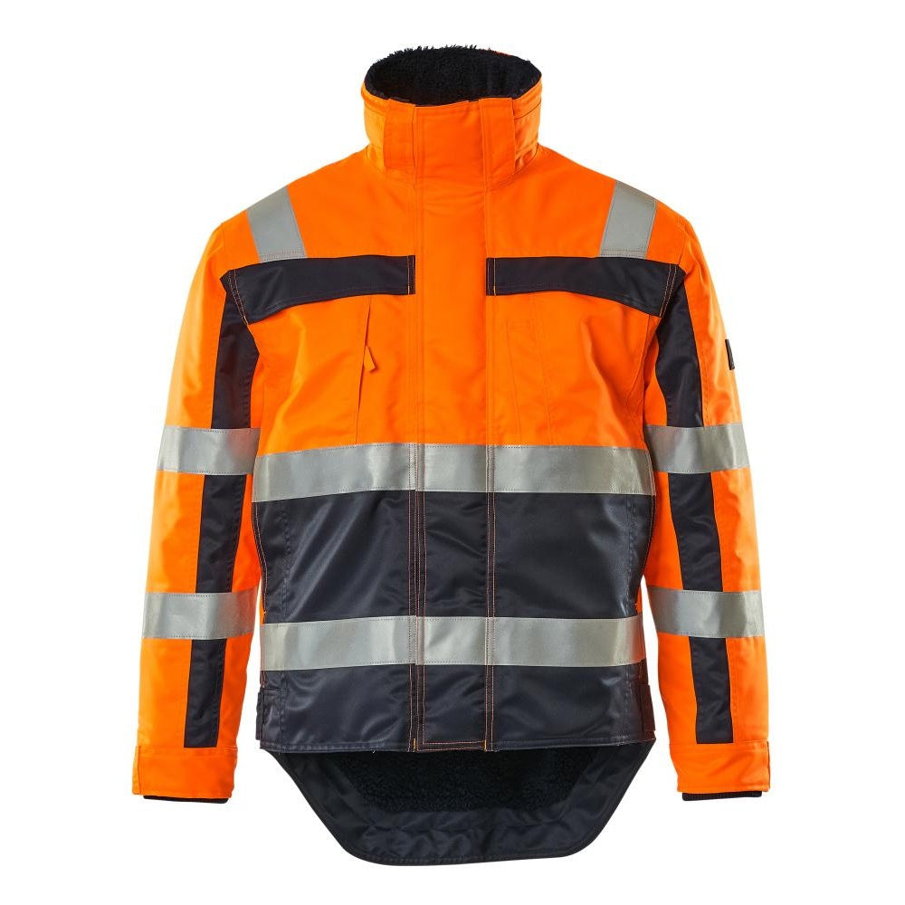 Hi Vis Orange-Navy - Front - Mascot Mens Safe Complete Teresina Hi-Vis Jacket