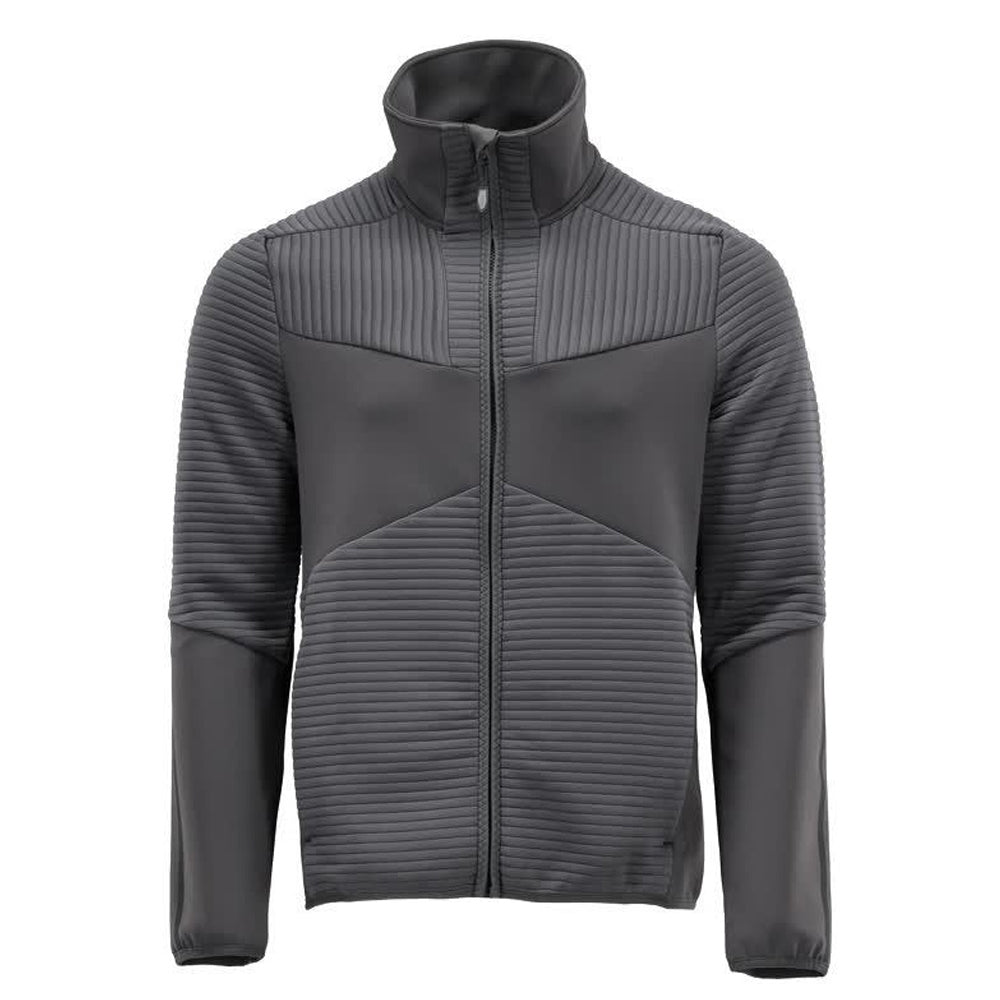 Stone Grey - Front - Mascot Mens Customised Striped Fleece Jacket
