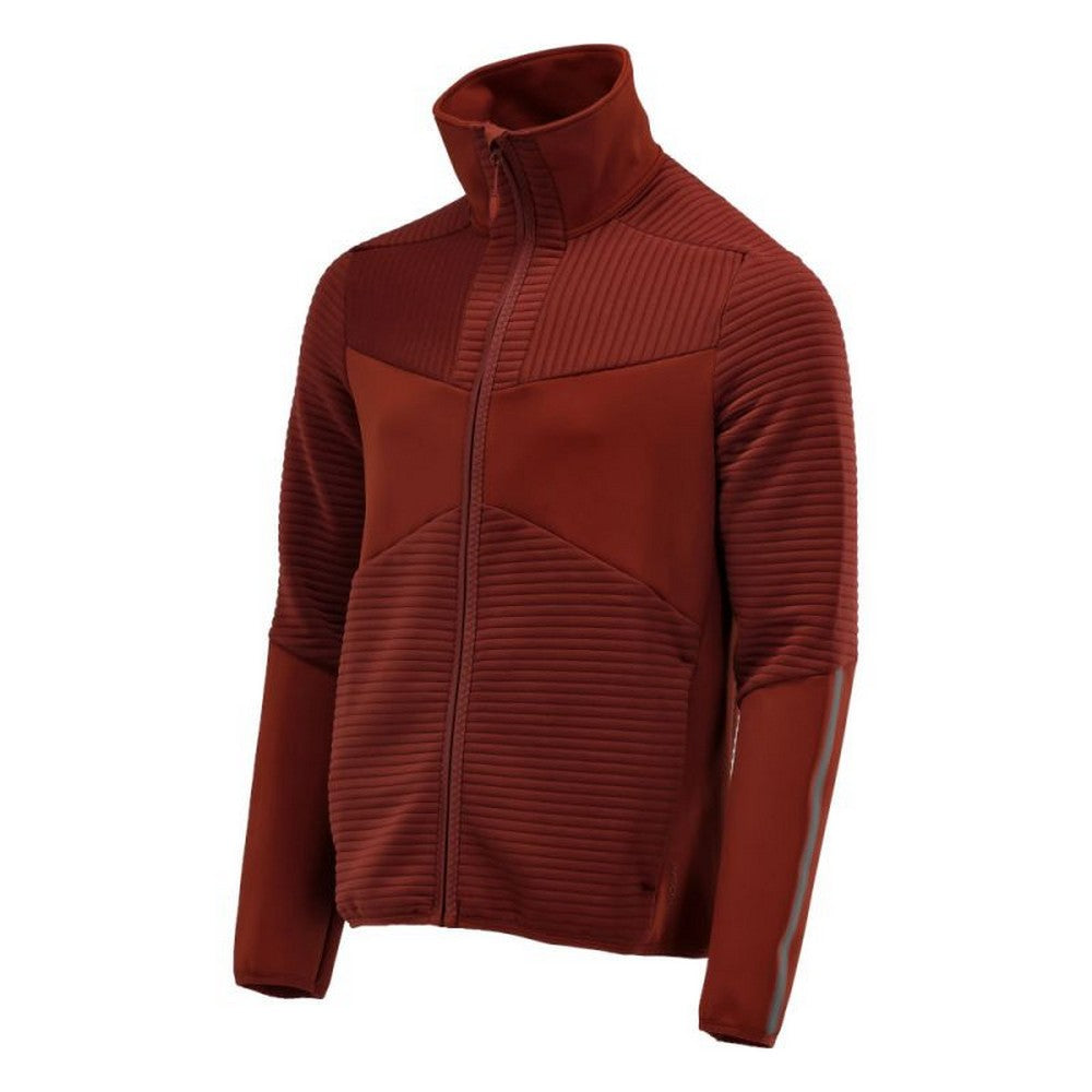Autumn Red - Side - Mascot Mens Customised Striped Fleece Jacket