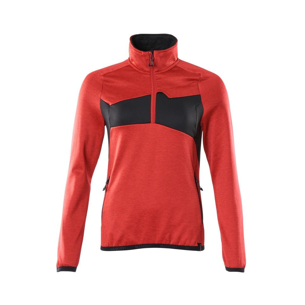 Traffic Red-Black - Front - Mascot Womens-Ladies Accelerate Plain Fleece Half Zip Jumper