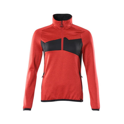 Traffic Red-Black - Front - Mascot Womens-Ladies Accelerate Plain Fleece Half Zip Jumper