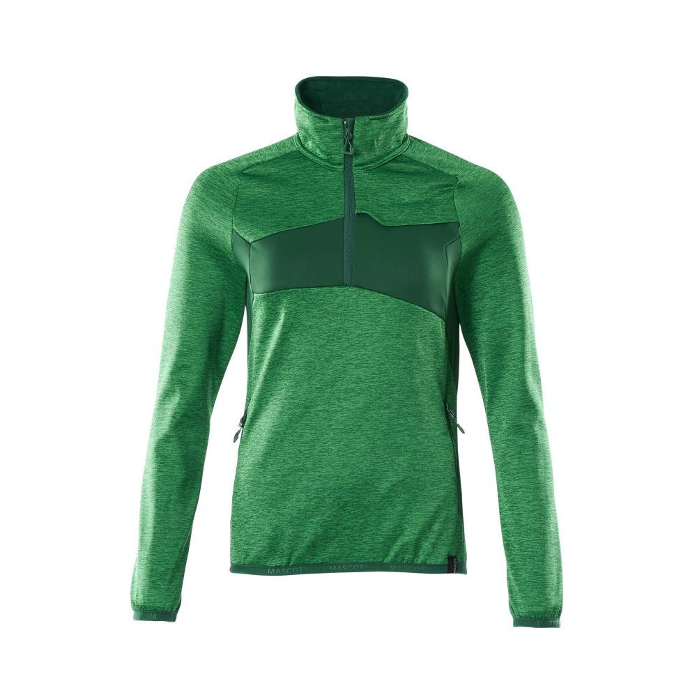 Grass Green-Green - Front - Mascot Womens-Ladies Accelerate Plain Fleece Half Zip Jumper