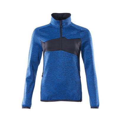 Azure Blue-Dark Navy - Front - Mascot Womens-Ladies Accelerate Plain Fleece Half Zip Jumper